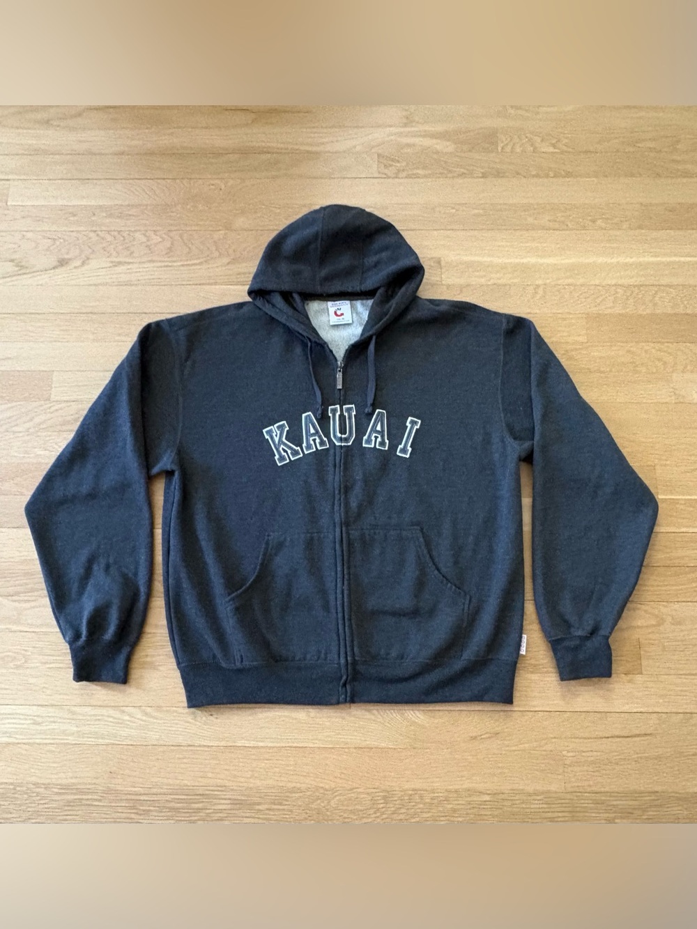 Kauai Hawaii Tackle Twill Letters Across Chest Gray Full Zip Hoodie / Womens XL